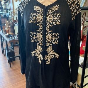 Johnny Was black blouse.